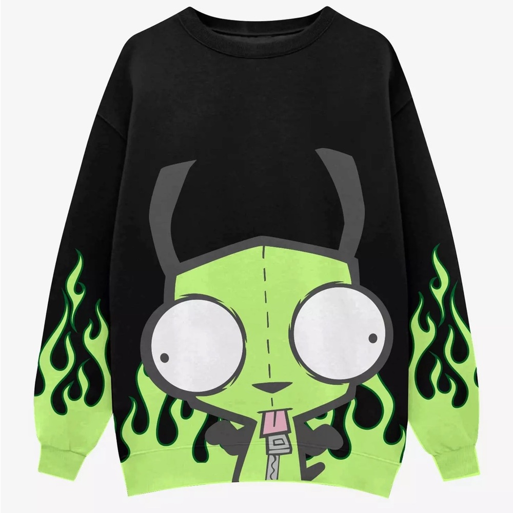 Invader‎ Zim GIR Green Flame Sweatshirt Hot Topic
